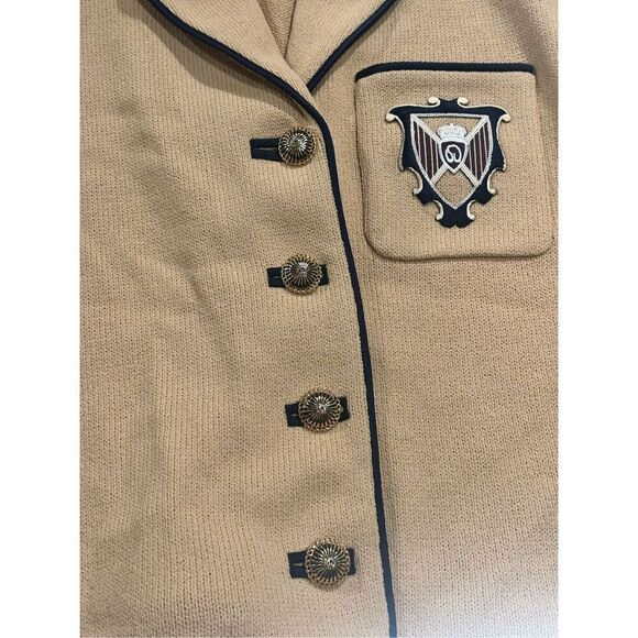 St. John Santana Knit Logo Embroidered Patch Crest Jacket Blazer Size 4 - Picture 2 of 10